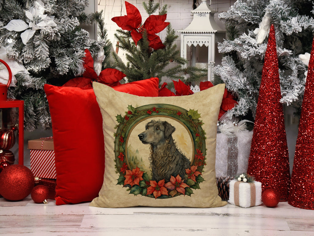 Scottish Deerhound Christmas Flowers Decorative Throw Pillow 18x18 Indoor Outdoor Accent Cushion, Fabric Cover with Insert for Sofa, Bed, Porch & Living Room