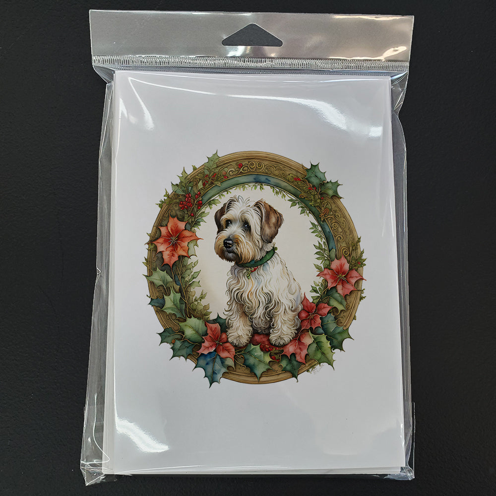 Sealyham Terrier Christmas Flowers Greeting Cards Pack of 8 Blank Cards with Envelopes Whimsical A7 Size 5x7