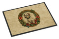 Sealyham Terrier Christmas Flowers Doormat Indoor Outdoor 18H X 27W Front Door Mat Rugs for Entryway, Non Slip Washable