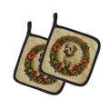 Sealyham Terrier Christmas Flowers Pot Holder Set of 2 Heat Resistant Quilted Hot Pads 7.5 x 7.5 Inch, Insulated Kitchen Trivets for Cooking & Baking