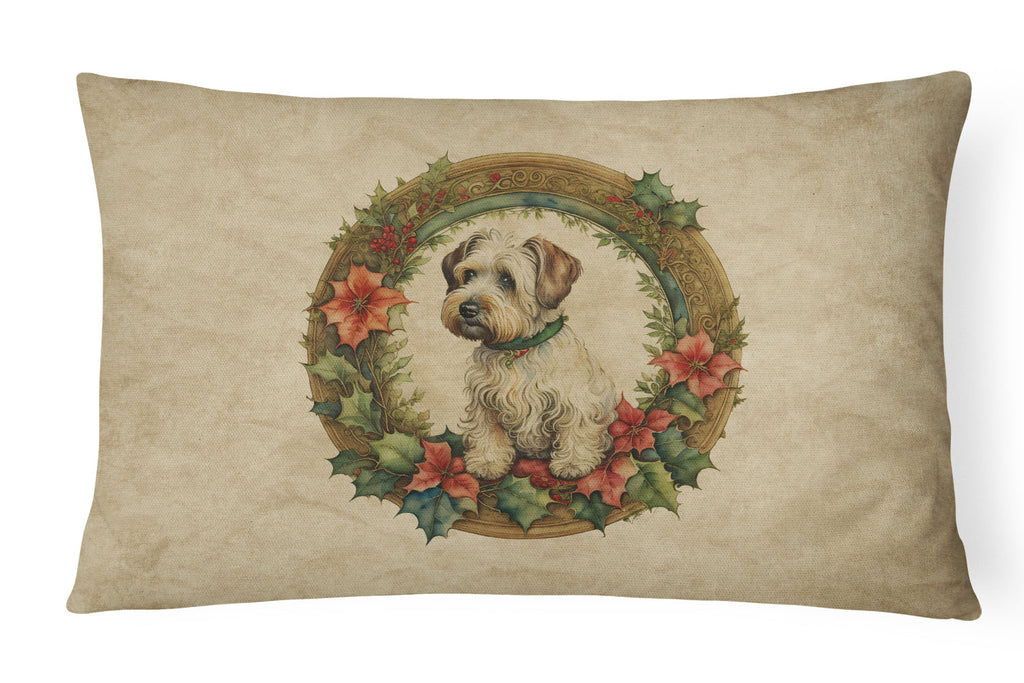 Sealyham Terrier Christmas Flowers Decorative Throw Pillow 12x16 Indoor Outdoor Accent Cushion, Fabric Cover with Insert for Sofa, Bed, Porch & Living Room