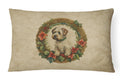 Sealyham Terrier Christmas Flowers Decorative Throw Pillow 12x16 Indoor Outdoor Accent Cushion, Fabric Cover with Insert for Sofa, Bed, Porch & Living Room