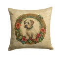Sealyham Terrier Christmas Flowers Decorative Throw Pillow 14x14 Indoor Outdoor Accent Cushion, Fabric Cover with Insert for Sofa, Bed, Porch & Living Room
