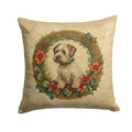 Sealyham Terrier Christmas Flowers Decorative Throw Pillow 18x18 Indoor Outdoor Accent Cushion, Fabric Cover with Insert for Sofa, Bed, Porch & Living Room