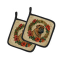 Shar Pei Christmas Flowers Pot Holder Set of 2 Heat Resistant Quilted Hot Pads 7.5 x 7.5 Inch, Insulated Kitchen Trivets for Cooking & Baking