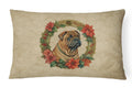 Shar Pei Christmas Flowers Decorative Throw Pillow 12x16 Indoor Outdoor Accent Cushion, Fabric Cover with Insert for Sofa, Bed, Porch & Living Room