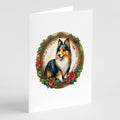 Sheltie Christmas Flowers Greeting Cards Pack of 8 Blank Cards with Envelopes Whimsical A7 Size 5x7
