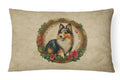 Sheltie Christmas Flowers Decorative Throw Pillow 12x16 Indoor Outdoor Accent Cushion, Fabric Cover with Insert for Sofa, Bed, Porch & Living Room