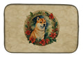 Shiba Inu Christmas Flowers Dish Drying Mat Absorbent Dish Drying Mat Pad for Kitchen Counter Dish Drainer Mat for Countertop, 14 x 21", Multicolor