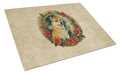 Shiba Inu Christmas Flowers Cutting Board Tempered Glass Kitchen Cutting Surface, Heat Resistant Chopping, Non-Slip Feet, Food Prep & Serving