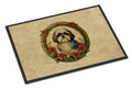Shih Tzu Christmas Flowers Doormat Indoor Outdoor 18H X 27W Front Door Mat Rugs for Entryway, Non Slip Washable