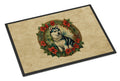 Siberian Husky Christmas Flowers Doormat Indoor Outdoor 18H X 27W Front Door Mat Rugs for Entryway, Non Slip Washable