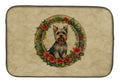 Silky Terrier Christmas Flowers Dish Drying Mat Absorbent Dish Drying Mat Pad for Kitchen Counter Dish Drainer Mat for Countertop, 14 x 21", Multicolor