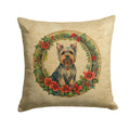 Silky Terrier Christmas Flowers Decorative Throw Pillow 14x14 Indoor Outdoor Accent Cushion, Fabric Cover with Insert for Sofa, Bed, Porch & Living Room