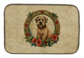 Wheaten Terrier Christmas Flowers Dish Drying Mat Absorbent Dish Drying Mat Pad for Kitchen Counter Dish Drainer Mat for Countertop, 14 x 21", Multicolor