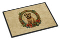 Wheaten Terrier Christmas Flowers Doormat Indoor Outdoor 24H X 36W Front Door Mat Rugs for Entryway, Non Slip Washable Low Pile,