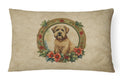 Wheaten Terrier Christmas Flowers Decorative Throw Pillow 12x16 Indoor Outdoor Accent Cushion, Fabric Cover with Insert for Sofa, Bed, Porch & Living Room