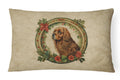 Sussex Spaniel Christmas Flowers Decorative Throw Pillow 12x16 Indoor Outdoor Accent Cushion, Fabric Cover with Insert for Sofa, Bed, Porch & Living Room