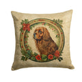 Sussex Spaniel Christmas Flowers Decorative Throw Pillow 14x14 Indoor Outdoor Accent Cushion, Fabric Cover with Insert for Sofa, Bed, Porch & Living Room