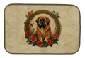 Tibetan Mastiff Christmas Flowers Dish Drying Mat Absorbent Dish Drying Mat Pad for Kitchen Counter Dish Drainer Mat for Countertop, 14 x 21", Multicolor
