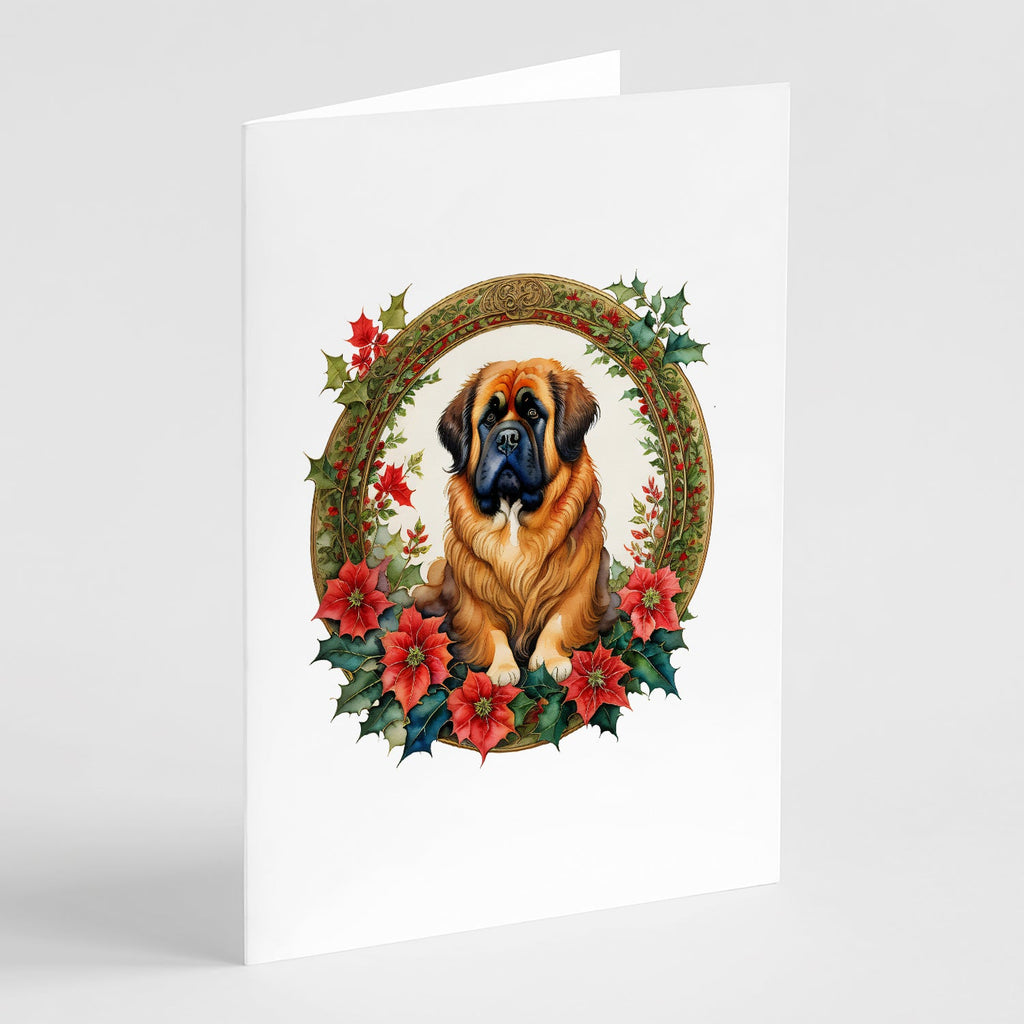 Tibetan Mastiff Christmas Flowers Greeting Cards Pack of 8 Blank Cards with Envelopes Whimsical A7 Size 5x7