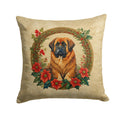 Tibetan Mastiff Christmas Flowers Decorative Throw Pillow 14x14 Indoor Outdoor Accent Cushion, Fabric Cover with Insert for Sofa, Bed, Porch & Living Room
