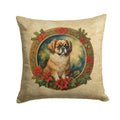 Tibetan Spaniel Christmas Flowers Decorative Throw Pillow 14x14 Indoor Outdoor Accent Cushion, Fabric Cover with Insert for Sofa, Bed, Porch & Living Room