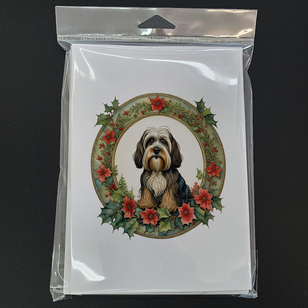 Tibetan Terrier Christmas Flowers Greeting Cards Pack of 8 Blank Cards with Envelopes Whimsical A7 Size 5x7