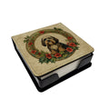 Tibetan Terrier Christmas Flowers PU Leather Note Paper Holder with Artist-Designed Cover, Desk Accessory, Office Gift