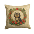 Tibetan Terrier Christmas Flowers Decorative Throw Pillow 14x14 Indoor Outdoor Accent Cushion, Fabric Cover with Insert for Sofa, Bed, Porch & Living Room