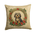 Tibetan Terrier Christmas Flowers Decorative Throw Pillow 18x18 Indoor Outdoor Accent Cushion, Fabric Cover with Insert for Sofa, Bed, Porch & Living Room
