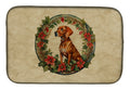 Vizsla Christmas Flowers Dish Drying Mat Absorbent Dish Drying Mat Pad for Kitchen Counter Dish Drainer Mat for Countertop, 14 x 21", Multicolor