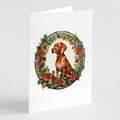 Vizsla Christmas Flowers Greeting Cards Pack of 8 Blank Cards with Envelopes Whimsical A7 Size 5x7