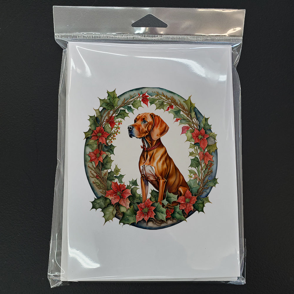 Vizsla Christmas Flowers Greeting Cards Pack of 8 Blank Cards with Envelopes Whimsical A7 Size 5x7