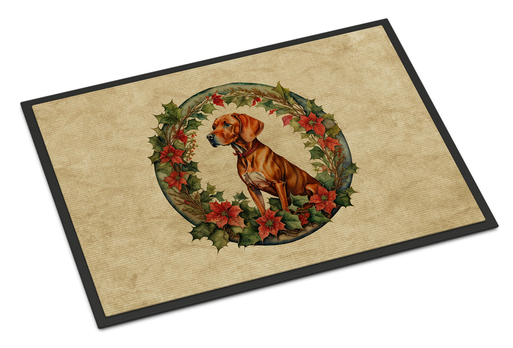 Vizsla Christmas Flowers Doormat Indoor Outdoor 24H X 36W Front Door Mat Rugs for Entryway, Non Slip Washable Low Pile,