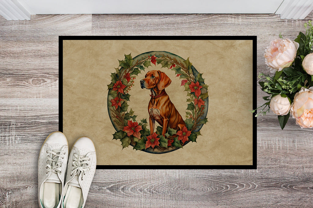 Vizsla Christmas Flowers Doormat Indoor Outdoor 24H X 36W Front Door Mat Rugs for Entryway, Non Slip Washable Low Pile,