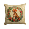 Vizsla Christmas Flowers Decorative Throw Pillow 14x14 Indoor Outdoor Accent Cushion, Fabric Cover with Insert for Sofa, Bed, Porch & Living Room