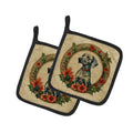 Weimaraner Christmas Flowers Pot Holder Set of 2 Heat Resistant Quilted Hot Pads 7.5 x 7.5 Inch, Insulated Kitchen Trivets for Cooking & Baking
