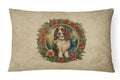 Welsh Springer Spaniel Christmas Flowers Decorative Throw Pillow 12x16 Indoor Outdoor Accent Cushion, Fabric Cover with Insert for Sofa, Bed, Porch & Living Room