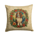 Welsh Springer Spaniel Christmas Flowers Decorative Throw Pillow 14x14 Indoor Outdoor Accent Cushion, Fabric Cover with Insert for Sofa, Bed, Porch & Living Room