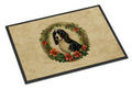 Welsh Springer Spaniel Christmas Flowers Doormat Indoor Outdoor 18H X 27W Front Door Mat Rugs for Entryway, Non Slip Washable