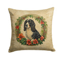 Welsh Springer Spaniel Christmas Flowers Decorative Throw Pillow 18x18 Indoor Outdoor Accent Cushion, Fabric Cover with Insert for Sofa, Bed, Porch & Living Room