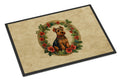 Welsh Terrier Christmas Flowers Doormat Indoor Outdoor 24H X 36W Front Door Mat Rugs for Entryway, Non Slip Washable Low Pile,