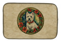 Westie Christmas Flowers Dish Drying Mat Absorbent Dish Drying Mat Pad for Kitchen Counter Dish Drainer Mat for Countertop, 14 x 21", Multicolor