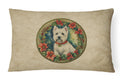 Westie Christmas Flowers Decorative Throw Pillow 12x16 Indoor Outdoor Accent Cushion, Fabric Cover with Insert for Sofa, Bed, Porch & Living Room