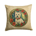 Westie Christmas Flowers Decorative Throw Pillow 14x14 Indoor Outdoor Accent Cushion, Fabric Cover with Insert for Sofa, Bed, Porch & Living Room
