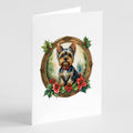 Yorkie Christmas Flowers Greeting Cards Pack of 8 Blank Cards with Envelopes Whimsical A7 Size 5x7