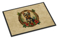 Yorkie Christmas Flowers Doormat Indoor Outdoor 24H X 36W Front Door Mat Rugs for Entryway, Non Slip Washable Low Pile,