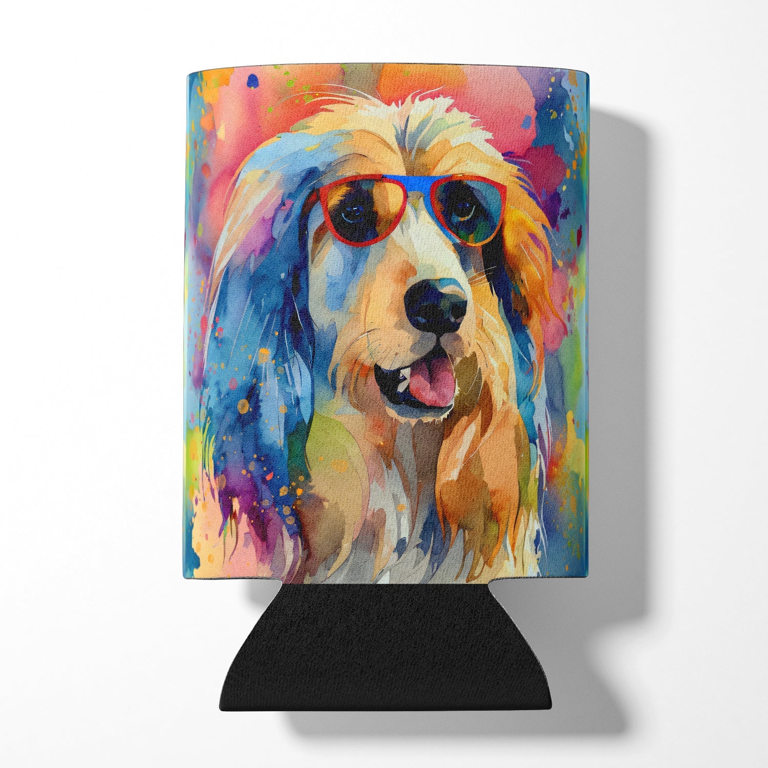 Afghan Hound Hippie Dawg Can or Bottle Hugger Cooler Sleeve for Standard 12 oz Cans, Insulated Foam Beer & Soda Can Hugger Reusable