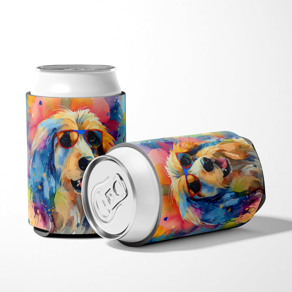 Afghan Hound Hippie Dawg Can or Bottle Hugger Cooler Sleeve for Standard 12 oz Cans, Insulated Foam Beer & Soda Can Hugger Reusable